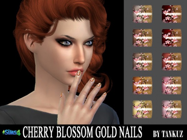  Tankuz: Cherry Blossom Gold Nails
