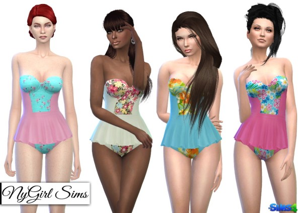 NY Girl Sims: Prints and Solids Peplum Swimsuit
