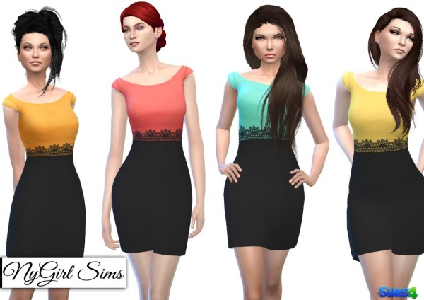  NY Girl Sims: Cap Sleeve Pencil Dress with Black Skirt