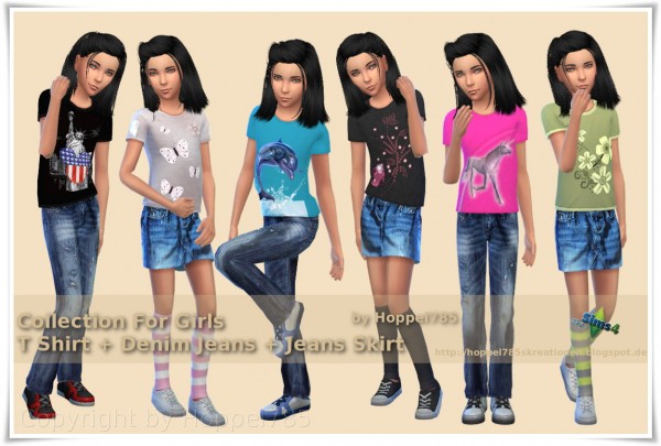  Hoppel785: Collection For Girls: 6 T Shirts, 1 Denim Jeans,1 Jeans Rock