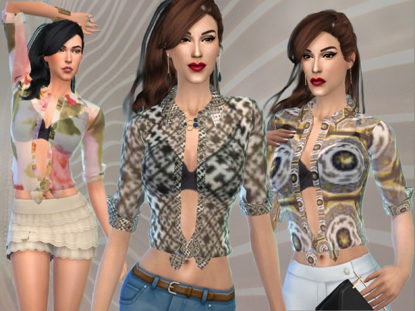  The Sims Resource: Silk Tie Knot Transparent Blouse by alin2