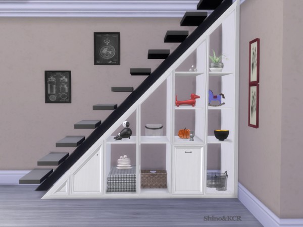  The Sims Resource: Under Stair Shelfs and Deco Spiralstair by ShinoKCR