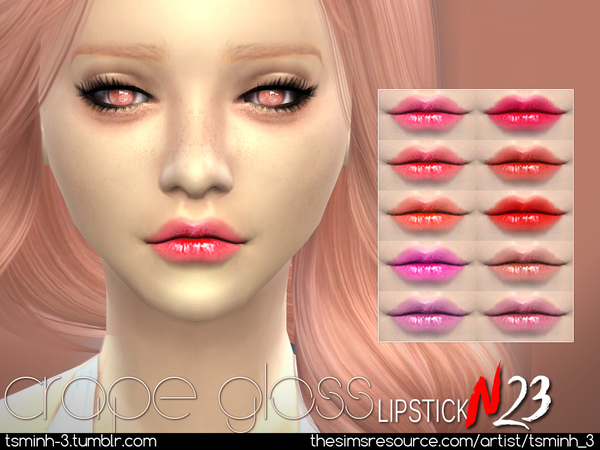  The Sims Resource: Crape Gloss Lipstick by tsminh 3