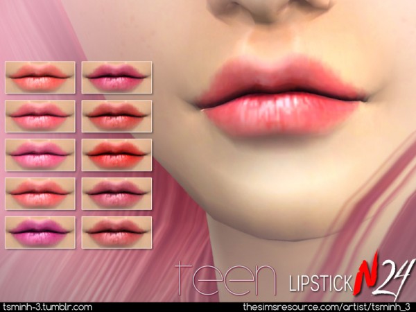  The Sims Resource: Teen Lipstick by  tsminh 3