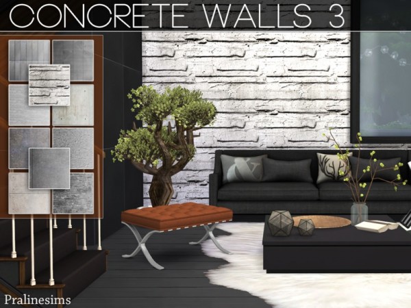  The Sims Resource: Concrete Walls 3 by Pralinesims