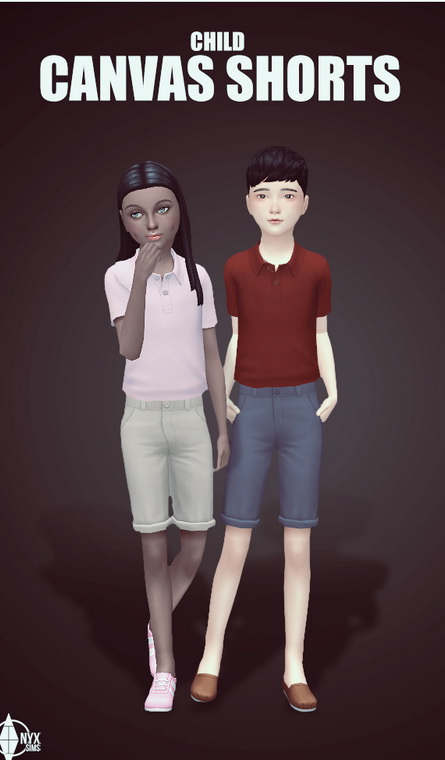  Onyx Sims: Canvas shorts for kids