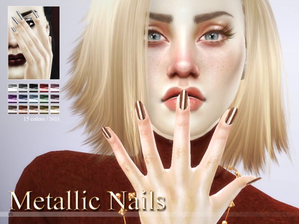  The Sims Resource: Metallic Nails N03 by Pralinesims