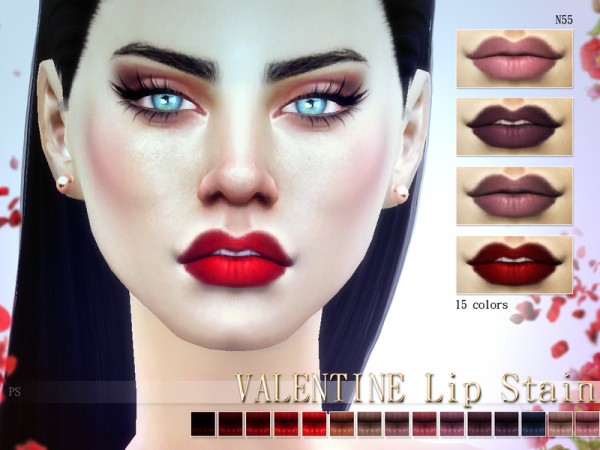  The Sims Resource: Valentine Lip Stain N55 by Pralinesims
