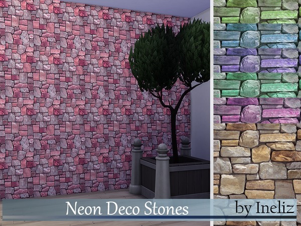  The Sims Resource: Neon Deco Stones by Ineliz