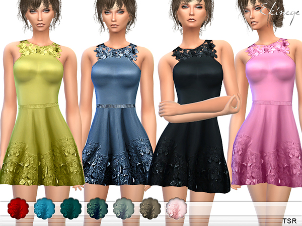  The Sims Resource: Flower Applique Dress by ekinege