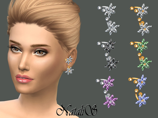  The Sims Resource: Crystal flower ear cuff clip on by NataliS