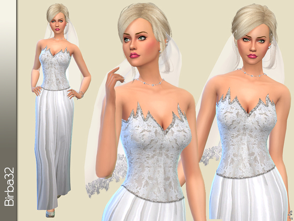  The Sims Resource: Morgana Wedding Dress by Birba32