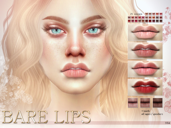  The Sims Resource: Bare Lips N54 by Pralinesims