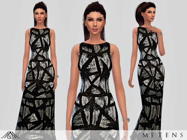  The Sims Resource: Silver   Gown by Metens