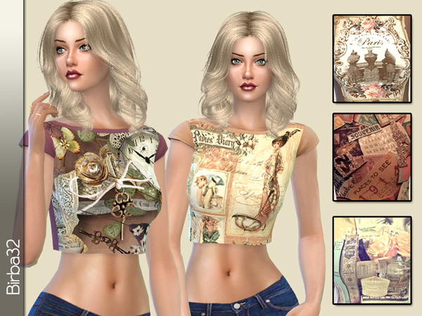  The Sims Resource: Vintage T shirts by Birba32