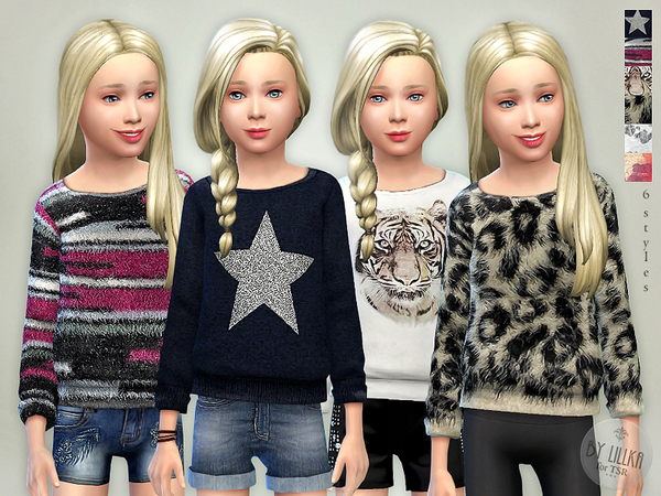  The Sims Resource: Printed Sweatshirt for Girls P10 by lillka