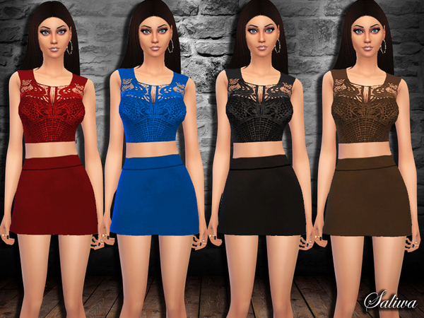  The Sims Resource: Two Piece Lace Dress by Saliwa