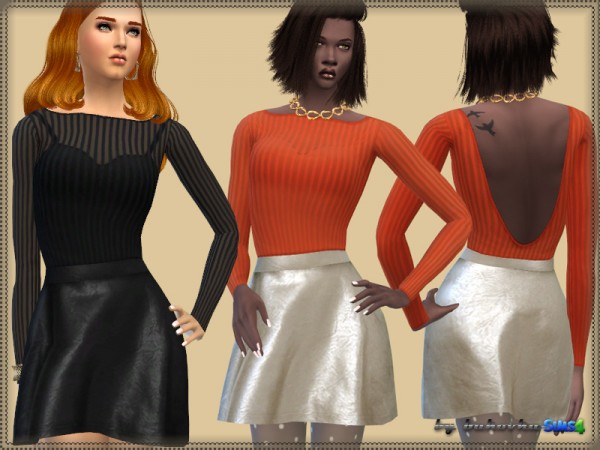  The Sims Resource: Dress & Leather Skirt by Bukovka