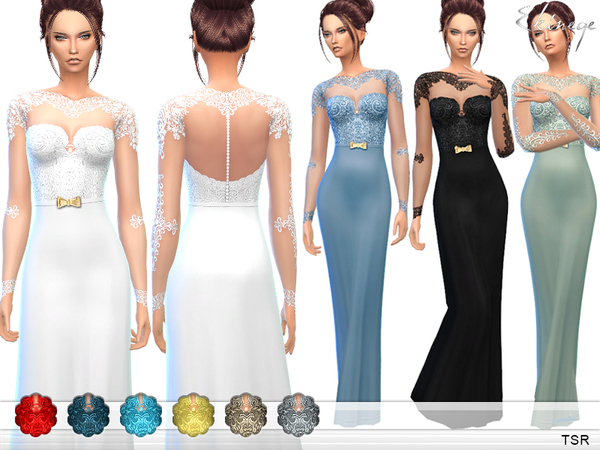  The Sims Resource: Lace Bodice Gown by ekinege