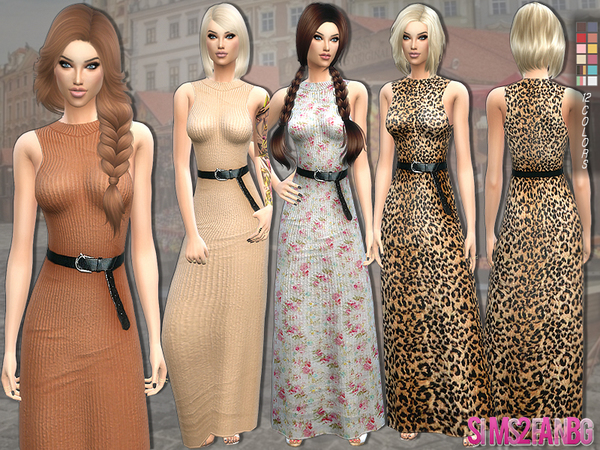  The Sims Resource: 139   Long dress with belt by sims2fanbg