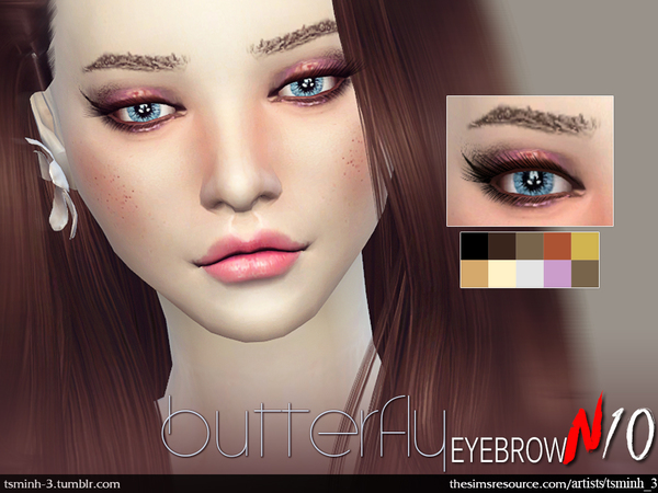  The Sims Resource: Butterfly Eyebrow by tsminh 3