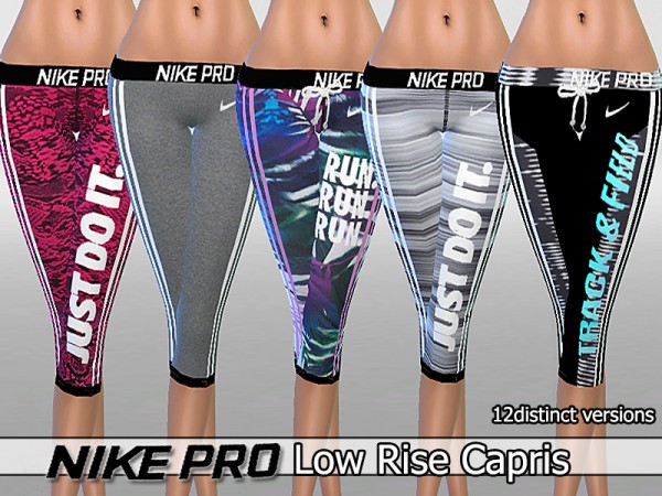  The Sims Resource: Nike Pro Low Rise Capris Pack by Pinkzombiecupcake