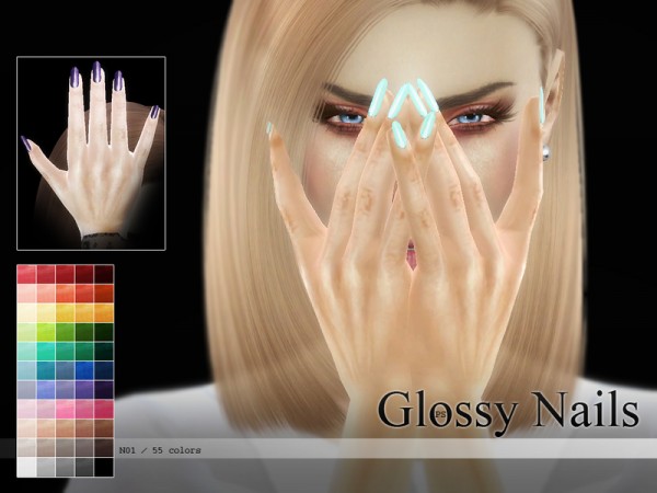  The Sims Resource: Glossy Nails N01 by Pralinesims