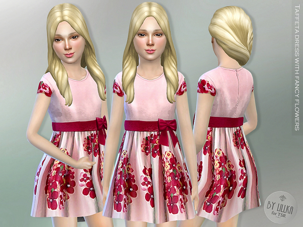  The Sims Resource: Taffeta Dress with Flowers by lillka