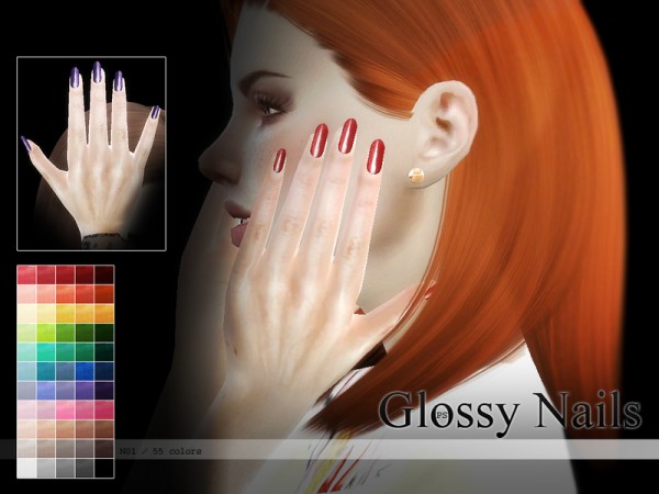  The Sims Resource: Glossy Nails N01 by Pralinesims