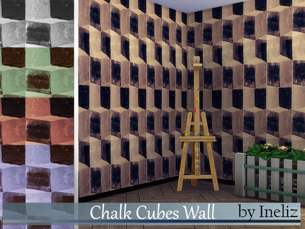  The Sims Resource: Chalk Cubes Wall by Ineliz