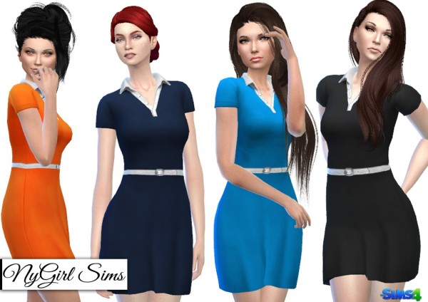  NY Girl Sims: Belted Polo Dress