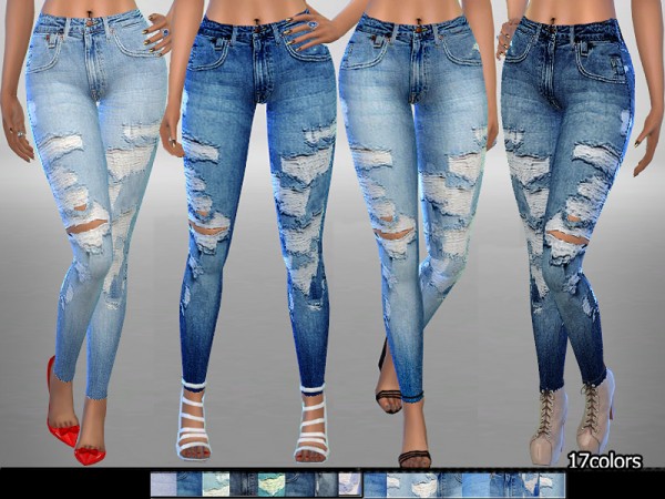  The Sims Resource: Ripped Denim Jeans 06 by Pinkzombiecupcake