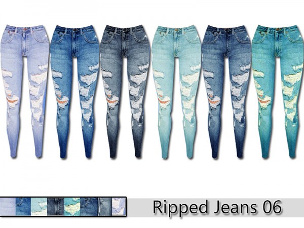  The Sims Resource: Ripped Denim Jeans 06 by Pinkzombiecupcake