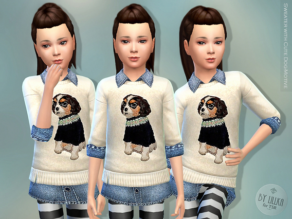  The Sims Resource: Sweater with Cute Dog Motive by lillka