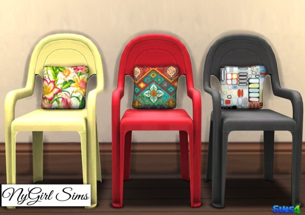  NY Girl Sims: Plastic Dining Chair with Pillow Converted to TS3 toTS4