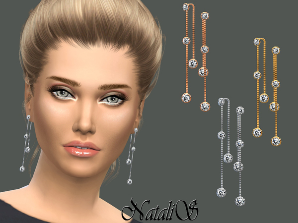  The Sims Resource: Crystal drop lariat earrings by NataliS