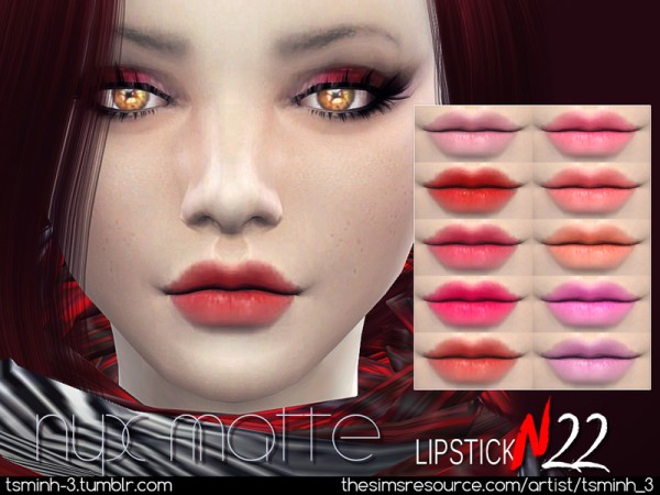  The Sims Resource: NYX Matte Lipstick by tsminh 3