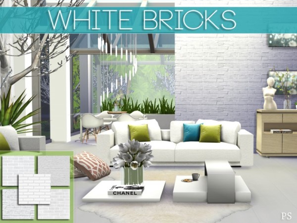  The Sims Resource: White Bricks by Pralinesims