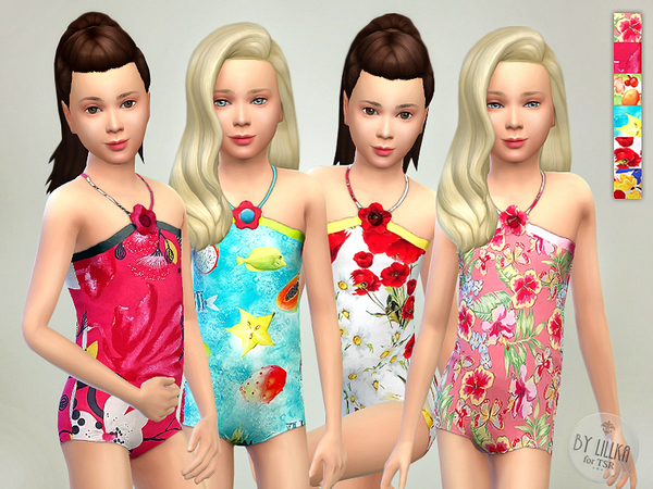  The Sims Resource: Printed One Piece Swimsuit P01 by lillka