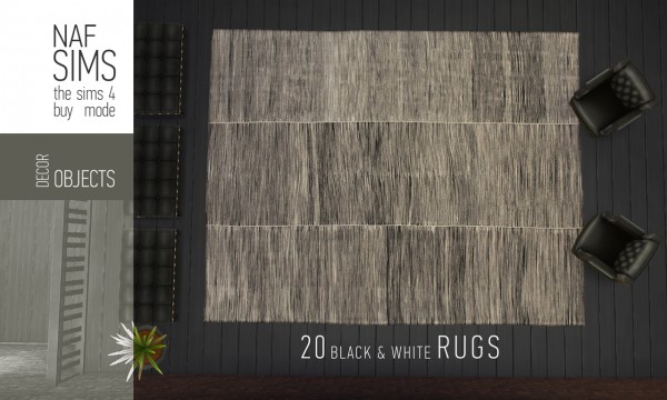  Mod The Sims: Black & White Rug Collection by nafSims