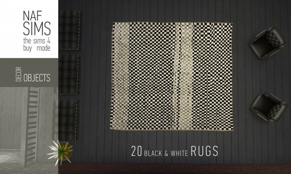  Mod The Sims: Black & White Rug Collection by nafSims