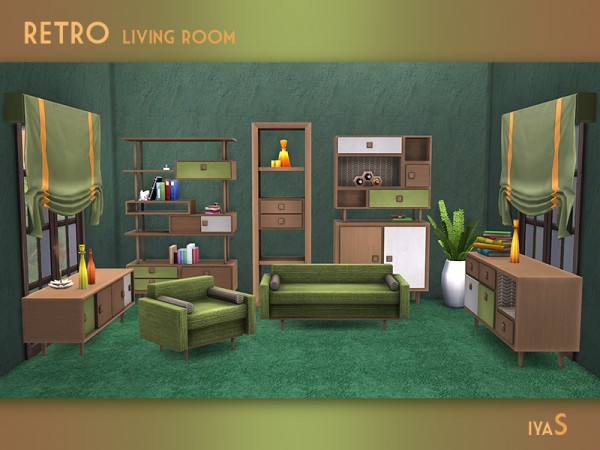  The Sims Resource: Retro Livingroom by Soloriya