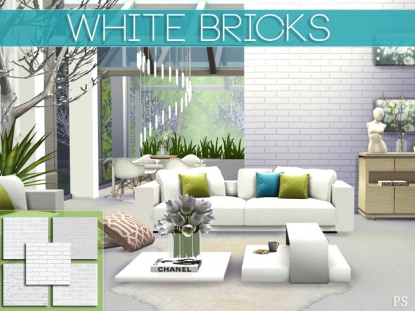  The Sims Resource: White Bricks by Pralinesims