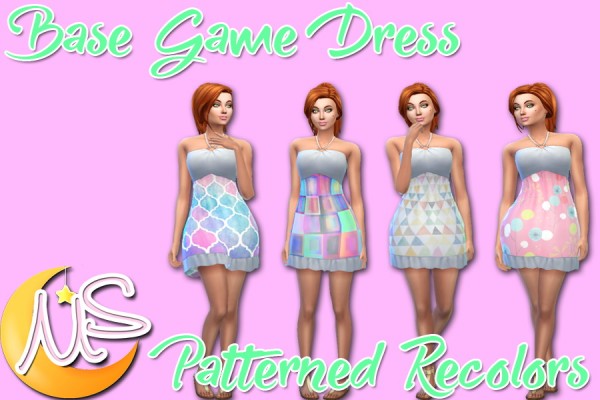  Simsworkshop: Base Game Dress   Pastel Pattern by Moonlight Simss