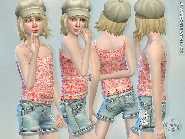  The Sims Resource: Jean Shorts with lace by lillka