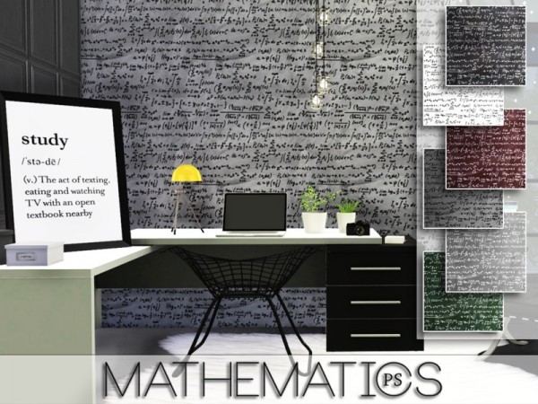  The Sims Resource: Mathematics walls by Pralinesims