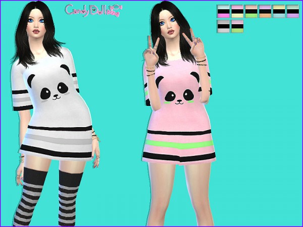  The Sims Resource: Candy Doll Cute Panda Oversize Tee by DivaDelic06