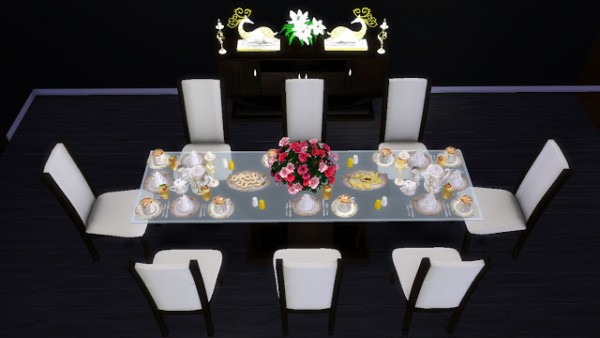 Sanjana Sims: Modern Dining Set with Functional Dinnerware for Sims 4