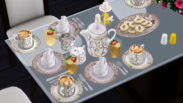  Sanjana Sims: Modern Dining Set with Functional Dinnerware for Sims 4
