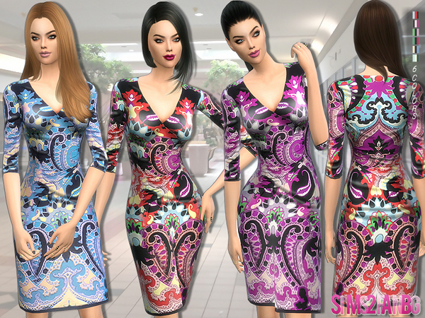  The Sims Resource: 150   Printed medium dress by sims2fanbg